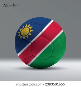 3d realistic soccer ball iwith flag of Namibia on studio background, Football banner template