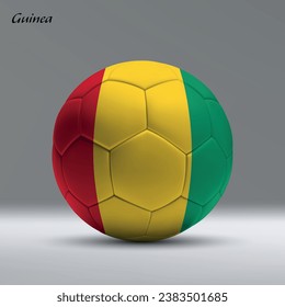 3d realistic soccer ball iwith flag of Guinea on studio background, Football banner template