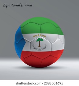 3d realistic soccer ball iwith flag of Equatorial Guinea on studio background, Football banner template