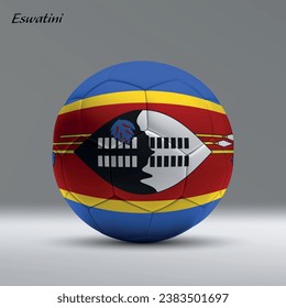 3d realistic soccer ball iwith flag of Eswatini on studio background, Football banner template