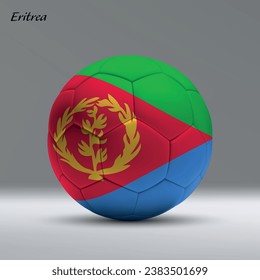 3d realistic soccer ball iwith flag of Eritrea on studio background, Football banner template