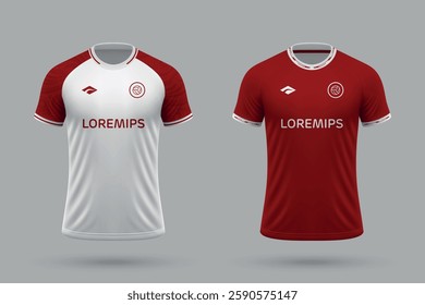 3d realistic soccer home and away jersey in Huracan style, football kit template 2025