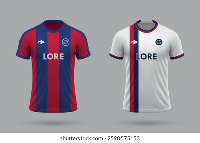 3d realistic soccer home and away jersey in San Lorenzo style, football kit template 2025