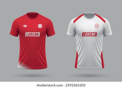 3d realistic soccer home and away jersey in America de Cali style, football kit template 2025