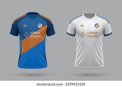 3d realistic soccer home and away jersey in Cincinnati style, football kit template 2025