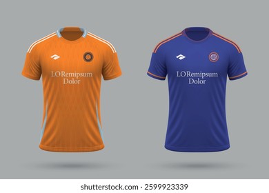 3d realistic soccer home and away jersey in Houston Dynamo style, football kit template 2025