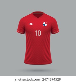 3D realistisches Fußballtrikot Panama Nationalmannschaft, Shirt Vorlage für Fußball Kit 2024