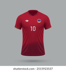 3D realistisches Fußballtrikot Armenien Nationalmannschaft, Hemd Vorlage für Fußball-Kit 2024