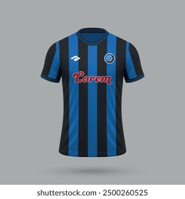 3d realistic soccer jersey in Atalanta style, football shirt template 2024