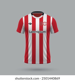 3d realistic soccer jersey in Athletic Bilbao style, football shirt template 2024