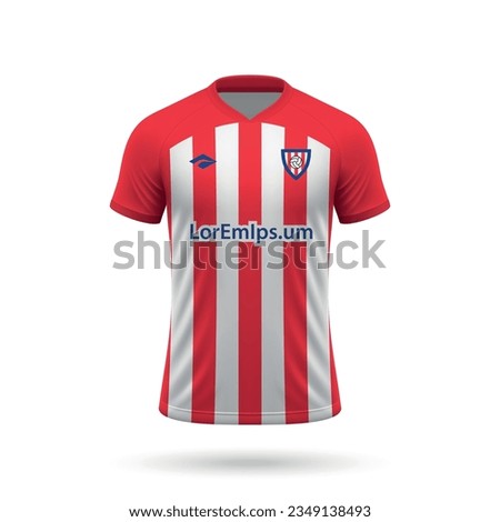 3d realistic soccer jersey in Atletico style, shirt template for football kit 2023