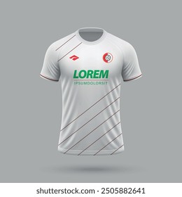 3d realistic soccer jersey in Augsburg style, football shirt template 2024