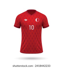 3d realistic soccer jersey Bahrain national team, shirt template for football kit 2024