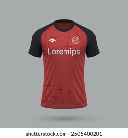 3d realistic soccer jersey in Bayer Leverkusen style, football shirt template 2024