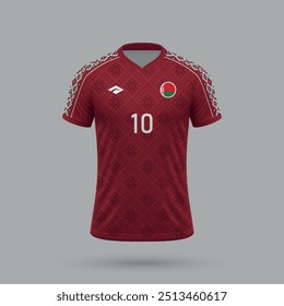 3D realistisches Fußballtrikot Weißrussland Nationalmannschaft, Shirt Vorlage für Fußball-Kit 2024