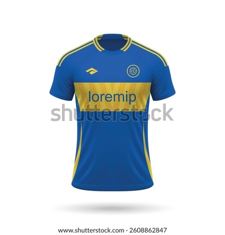 3d realistic soccer jersey in Boca Juniors style, football club shirt template 2025