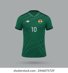 Camiseta de fútbol realista 3d de la selección de Bolivia, Plantilla de camiseta para el kit de fútbol 2024