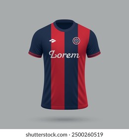 3d realistic soccer jersey in Bologna style, football shirt template 2024