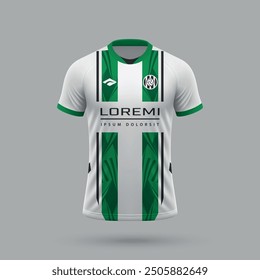 3d realistic soccer jersey in Borussia Mönchengladbach style, football shirt template 2024