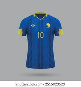 3D realistisches Fußballtrikot Bosnien Nationalmannschaft, Shirt Vorlage für Fußball-Kit 2024