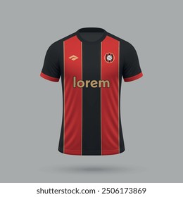 3d realistic soccer jersey in Bournemouth style, football shirt template 2024