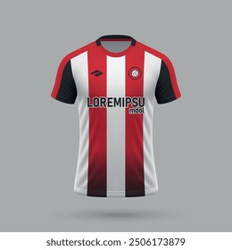 3d realistic soccer jersey in Brentford style, football shirt template 2024