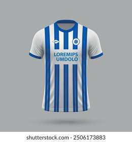 3d realistic soccer jersey in Brighton style, football shirt template 2024