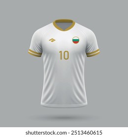 3D realistisches Fußballtrikot Bulgarien Nationalmannschaft, Hemd Vorlage für Fußball-Kit 2024