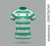 3d realistic soccer jersey in Celtic style, football shirt template 2024