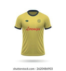 Camiseta de futebol realista 3d em estilo, modelo de camisa do clube de futebol 2025