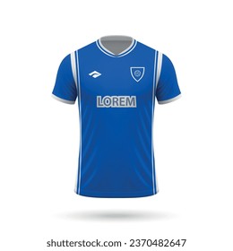 3d realistic soccer jersey in Darmstadt style, shirt template for football kit 2023