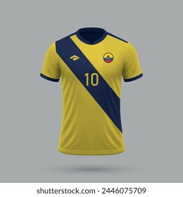 3d camiseta de fútbol realista de la selección de Ecuador, Plantilla de la camiseta para el kit de fútbol 2024