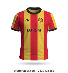 3d realistic soccer jersey in Esperance de Tunis style, football club shirt template 2025