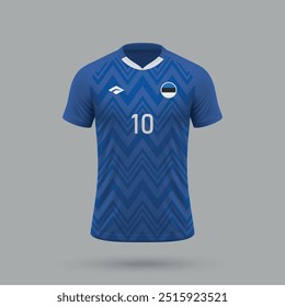 3D realistisches Fußball-Trikot Estland Nationalmannschaft, Hemd Vorlage für Fußball-Kit 2024