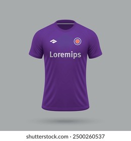 3d realistic soccer jersey in Fiorentina style, football shirt template 2024