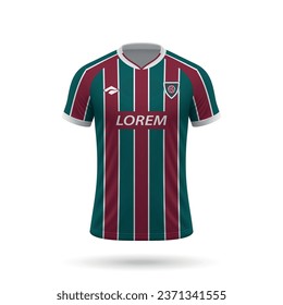 3.ª camiseta de fútbol realista en estilo, plantilla de camisa para el kit de fútbol 2023