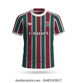 3d realistic soccer jersey in Fluminense style, football club shirt template 2025
