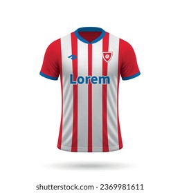 3d realistic soccer jersey in Girona style, shirt template for football kit 2023