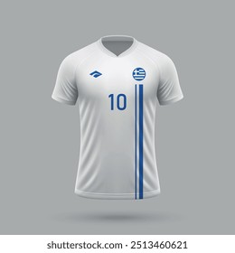 3d realistic soccer jersey Greece national team, shirt template for football kit 2024