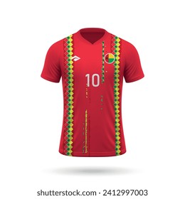 3d realistic soccer jersey Guinea-Bissau national team, shirt template for football kit 2024