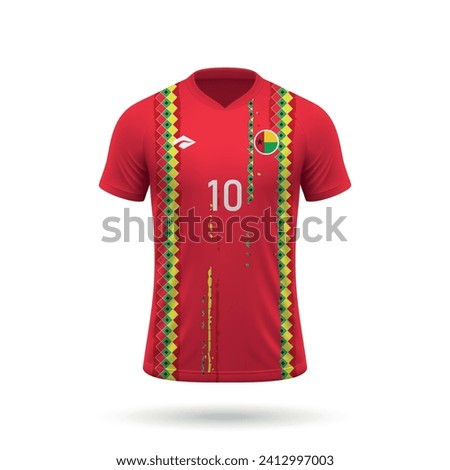 3d realistic soccer jersey Guinea-Bissau national team, shirt template for football kit 2024