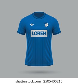 3d realistic soccer jersey in Hoffenheim style, football shirt template 2024