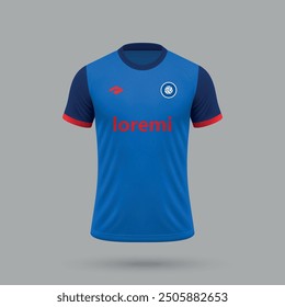 3d realistic soccer jersey in Holstein Kiel style, football shirt template 2024