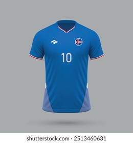 3D realistisches Fußball-Trikot Island Nationalmannschaft, Hemd Vorlage für Fußball-Kit 2024