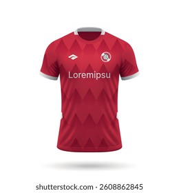 3d realistic soccer jersey in Independiente style, football club shirt template 2025