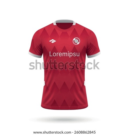 3d realistic soccer jersey in Independiente style, football club shirt template 2025