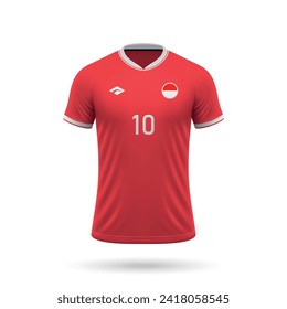 3d realistische Fußballjersey Indonesische Nationalmannschaft, Shirt-Vorlage für Fußballkit 2024