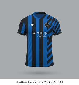 3d realistic soccer jersey in Inter style, football shirt template 2024