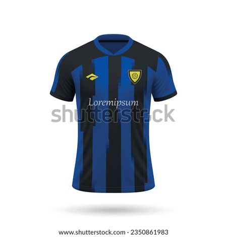 3d realistic soccer jersey in Inter style, shirt template for football kit 2023