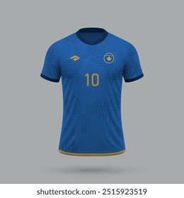 3D realistisches Fußballtrikot Kosovo Nationalmannschaft, Shirt Vorlage für Fußball-Kit 2024